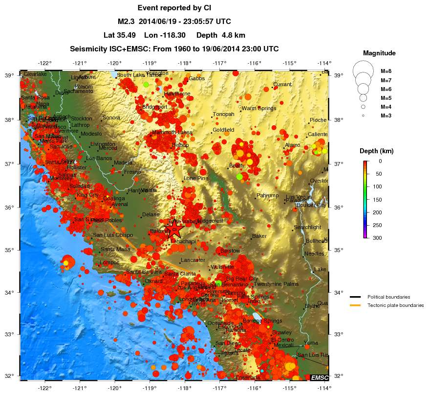 regional depth historical seismicity