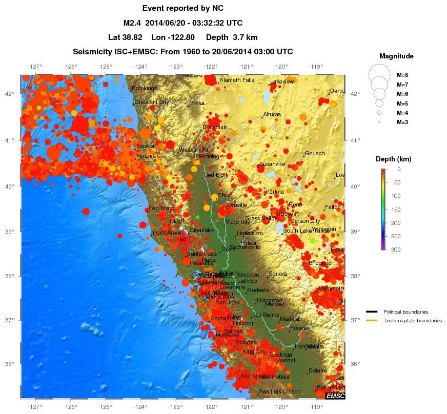 regional depth historical seismicity