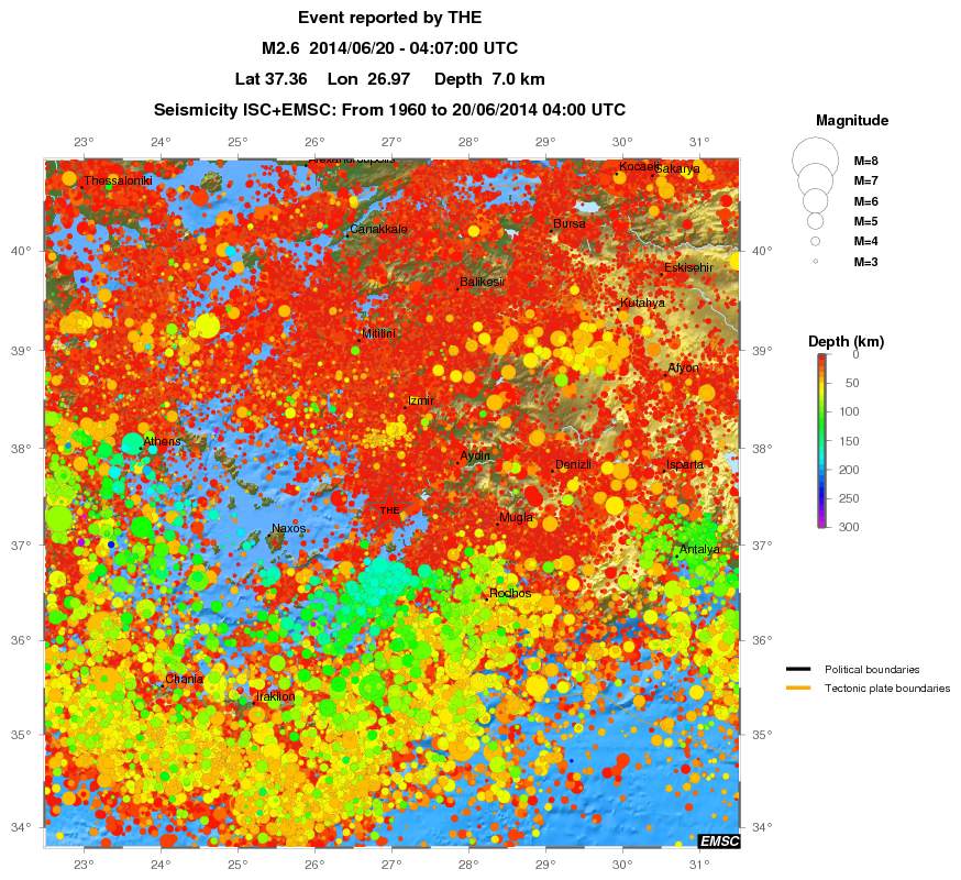 regional depth historical seismicity