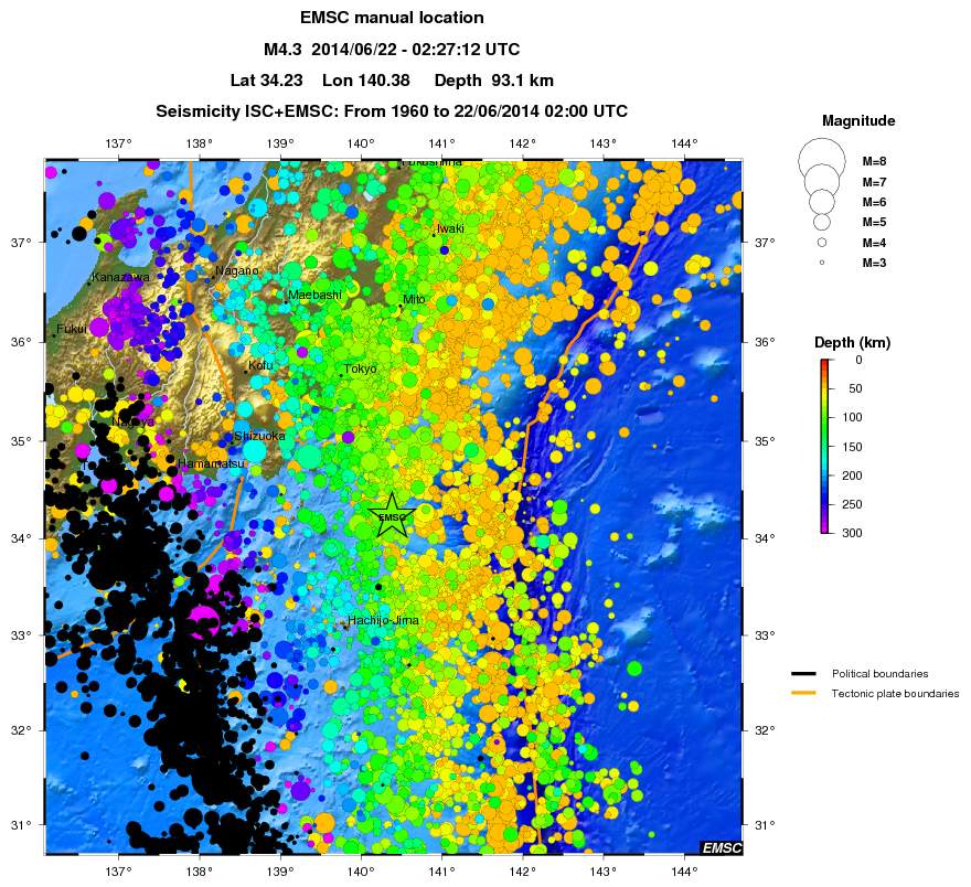 regional depth historical seismicity