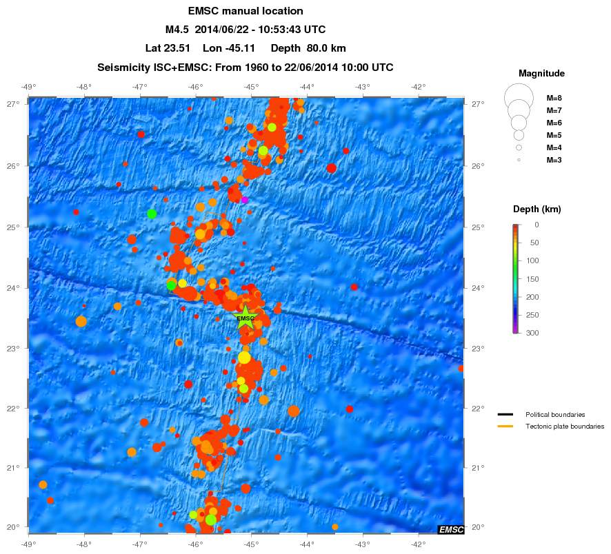 regional depth historical seismicity