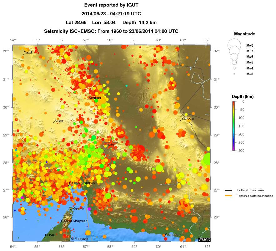 regional depth historical seismicity