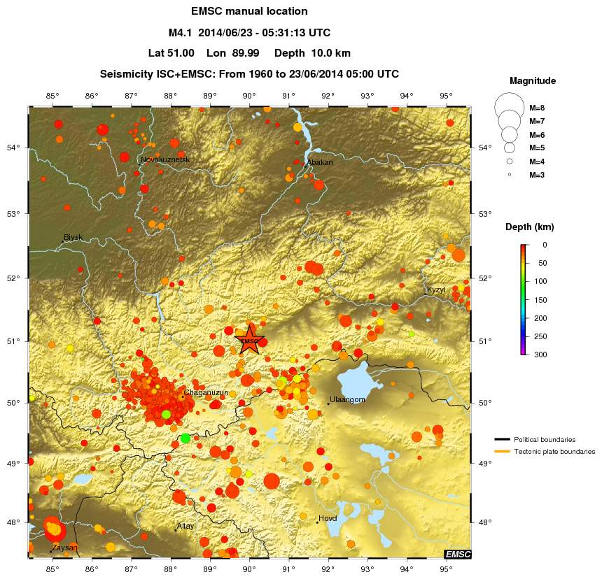 regional depth historical seismicity
