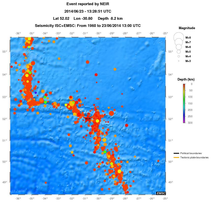 regional depth historical seismicity