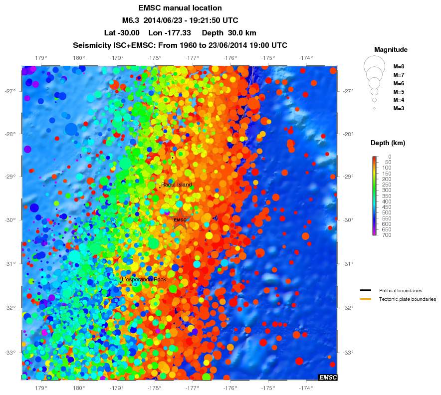 regional depth historical seismicity