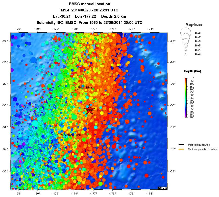 regional depth historical seismicity