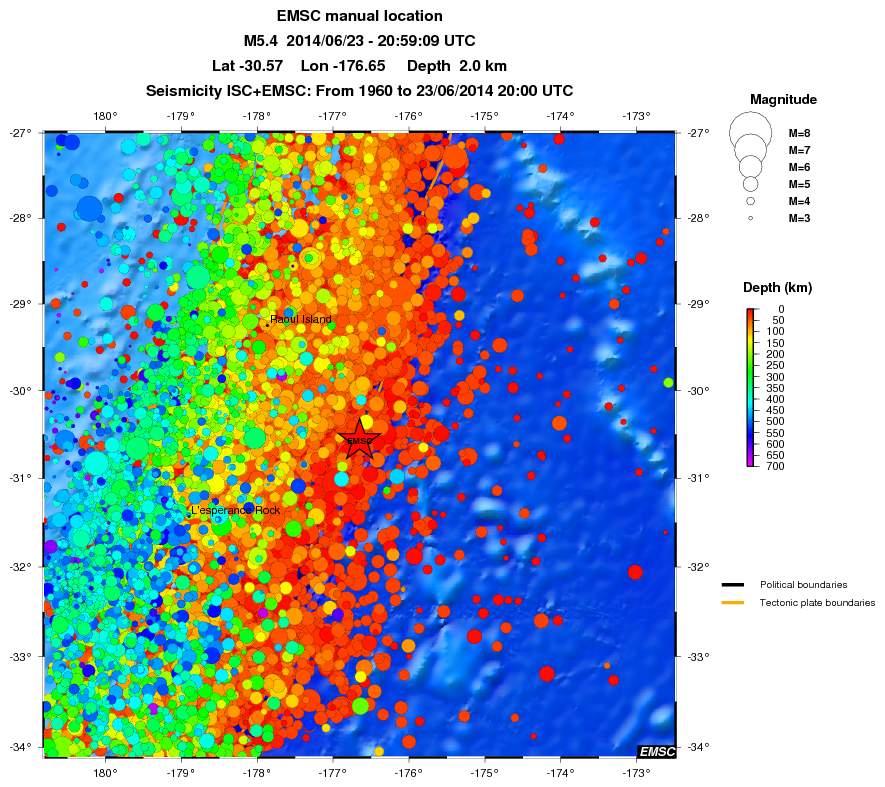regional depth historical seismicity