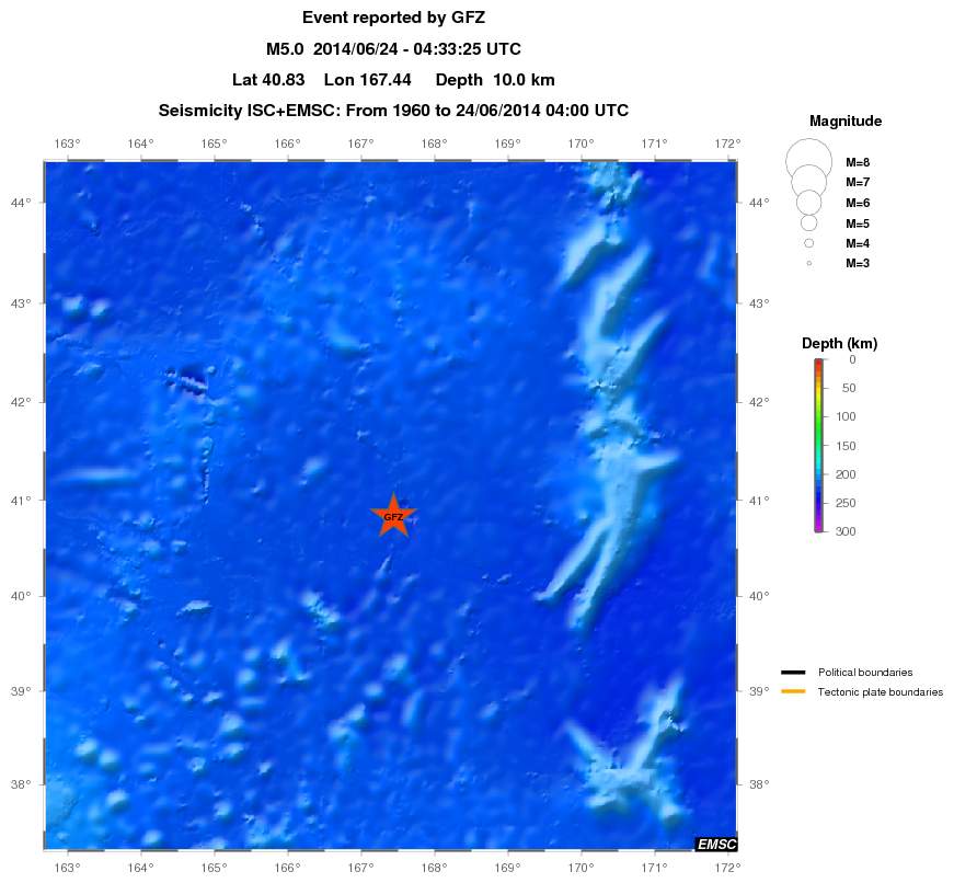 regional depth historical seismicity