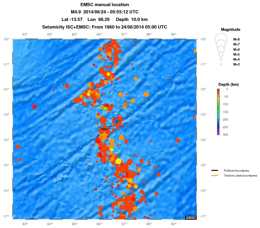 regional depth historical seismicity