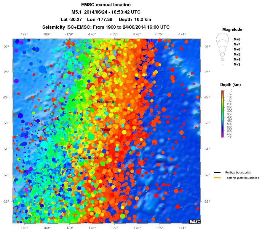 regional depth historical seismicity