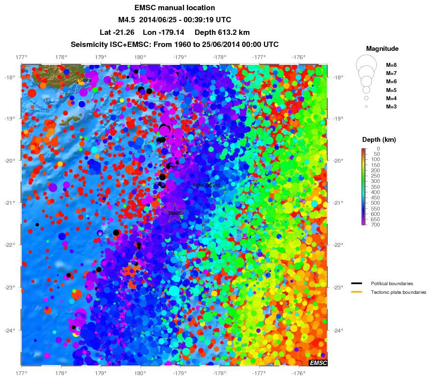 regional depth historical seismicity