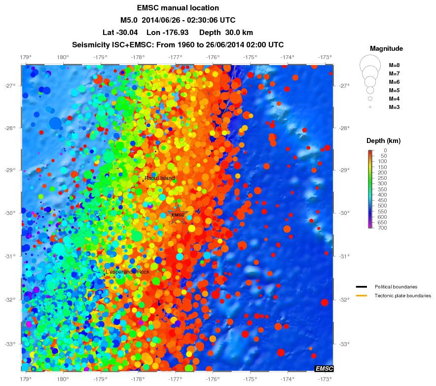 regional depth historical seismicity