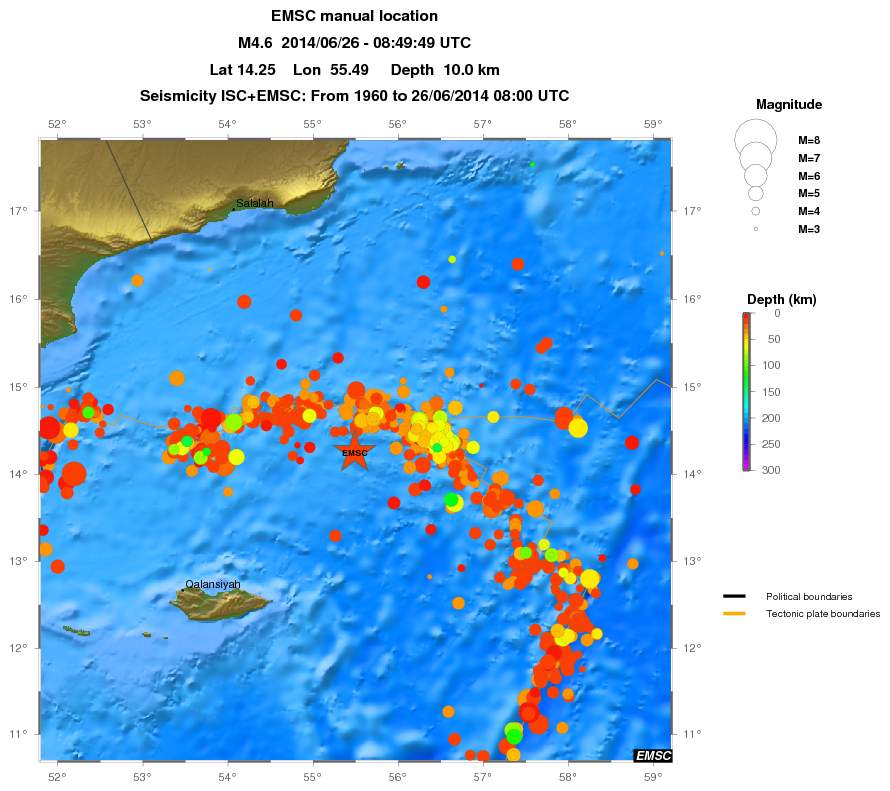 regional depth historical seismicity
