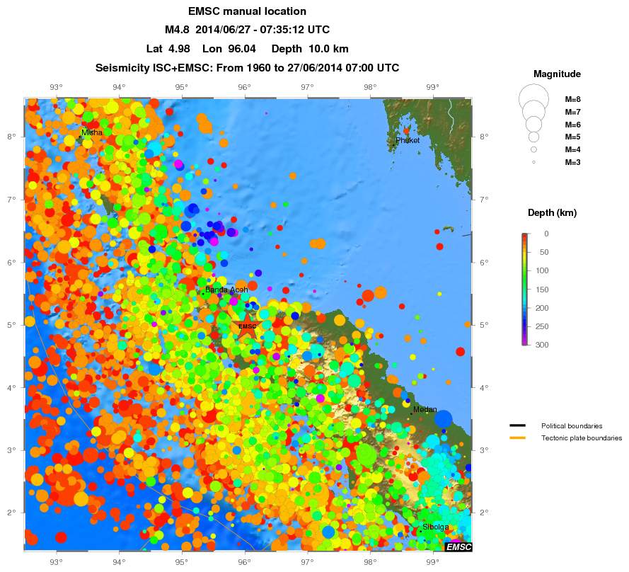 regional depth historical seismicity