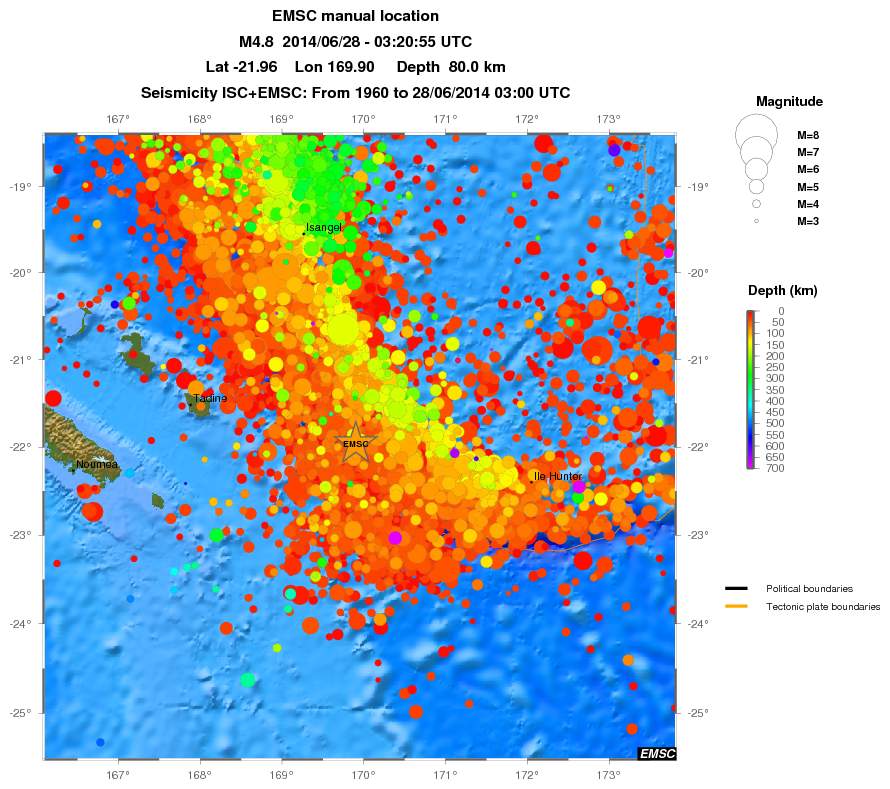 regional depth historical seismicity