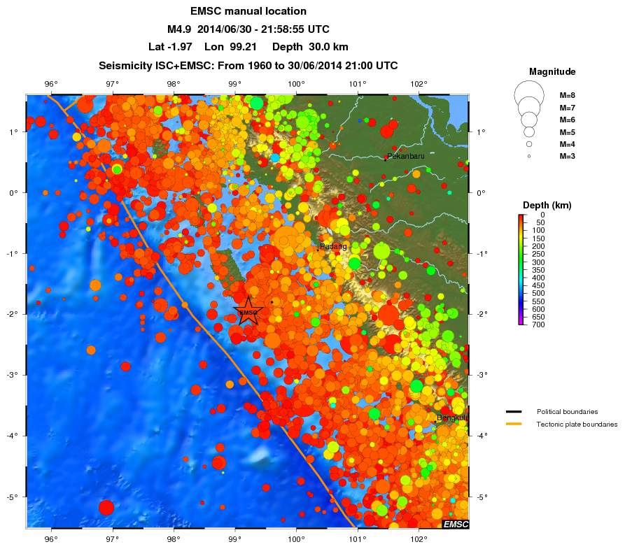 regional depth historical seismicity