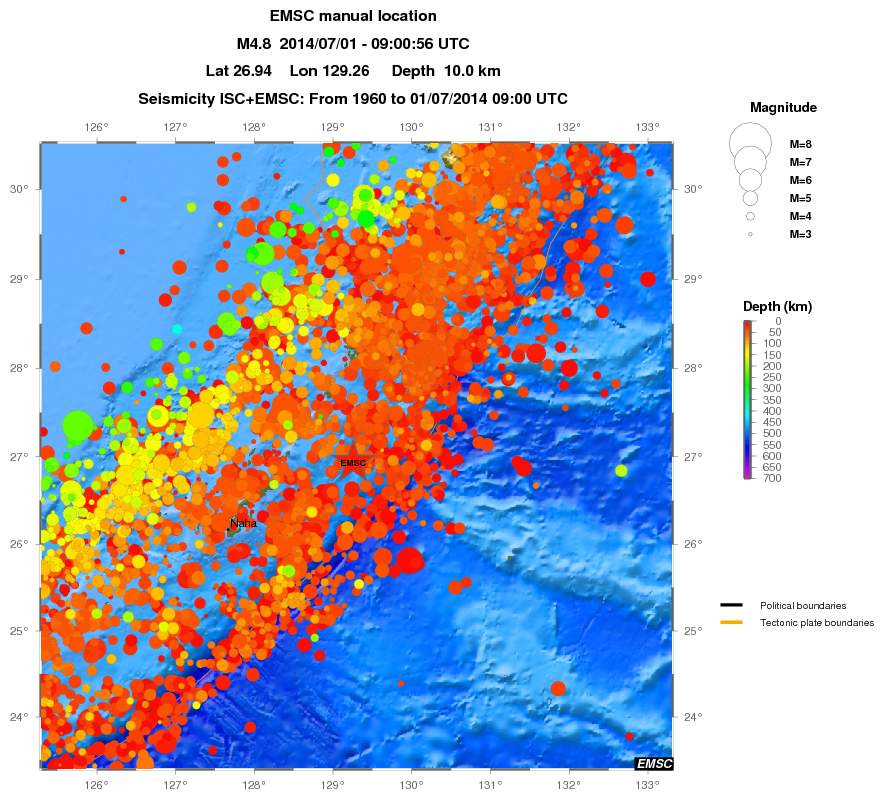 regional depth historical seismicity
