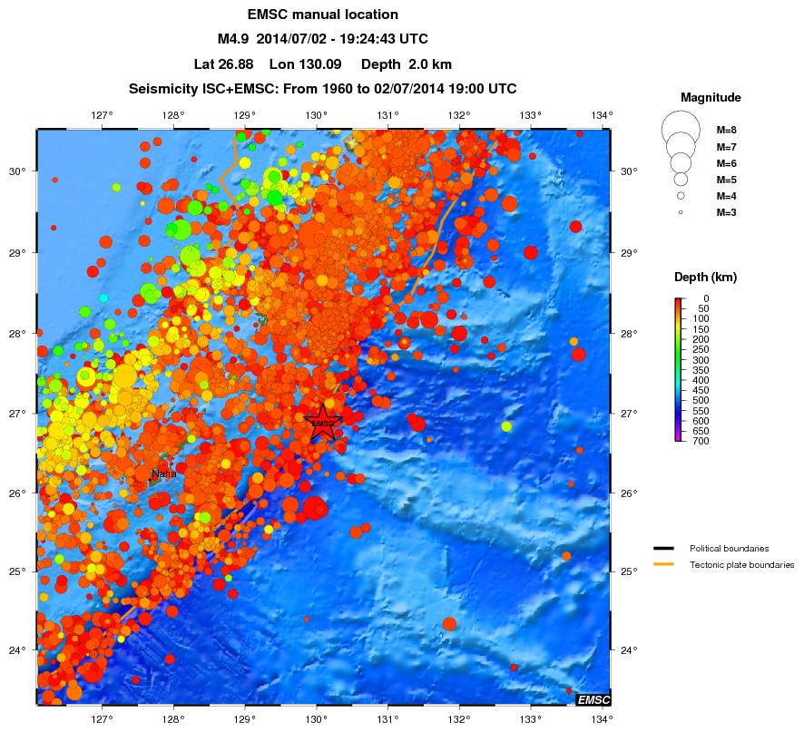 regional depth historical seismicity