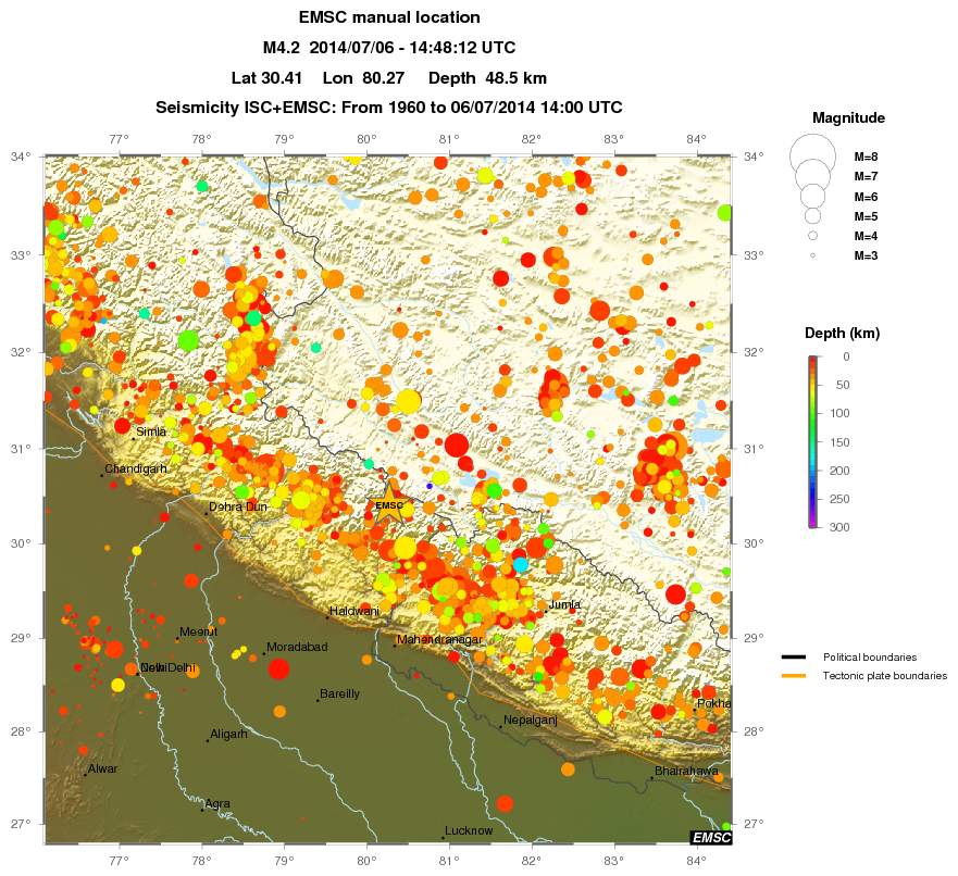 regional depth historical seismicity