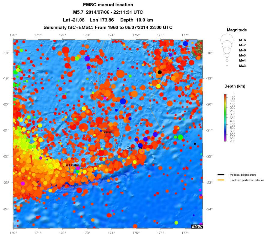 regional depth historical seismicity
