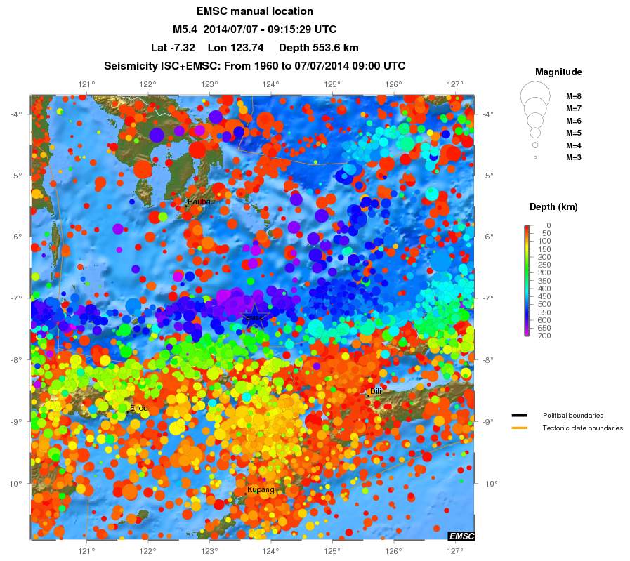 regional depth historical seismicity