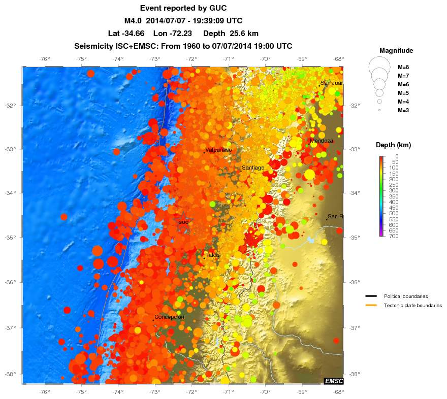 regional depth historical seismicity