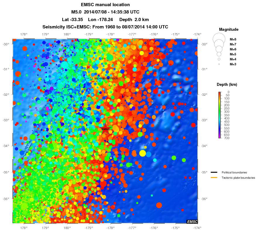 regional depth historical seismicity