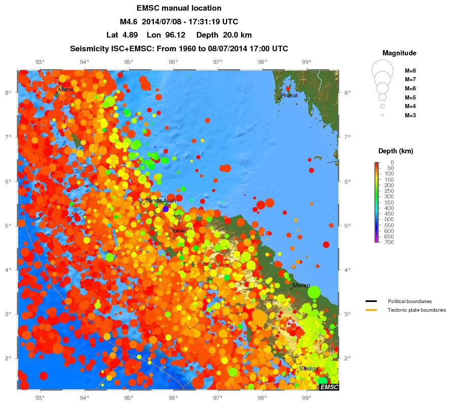 regional depth historical seismicity