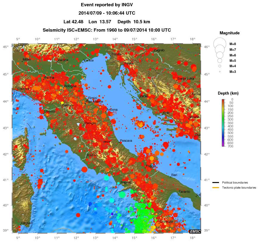 regional depth historical seismicity