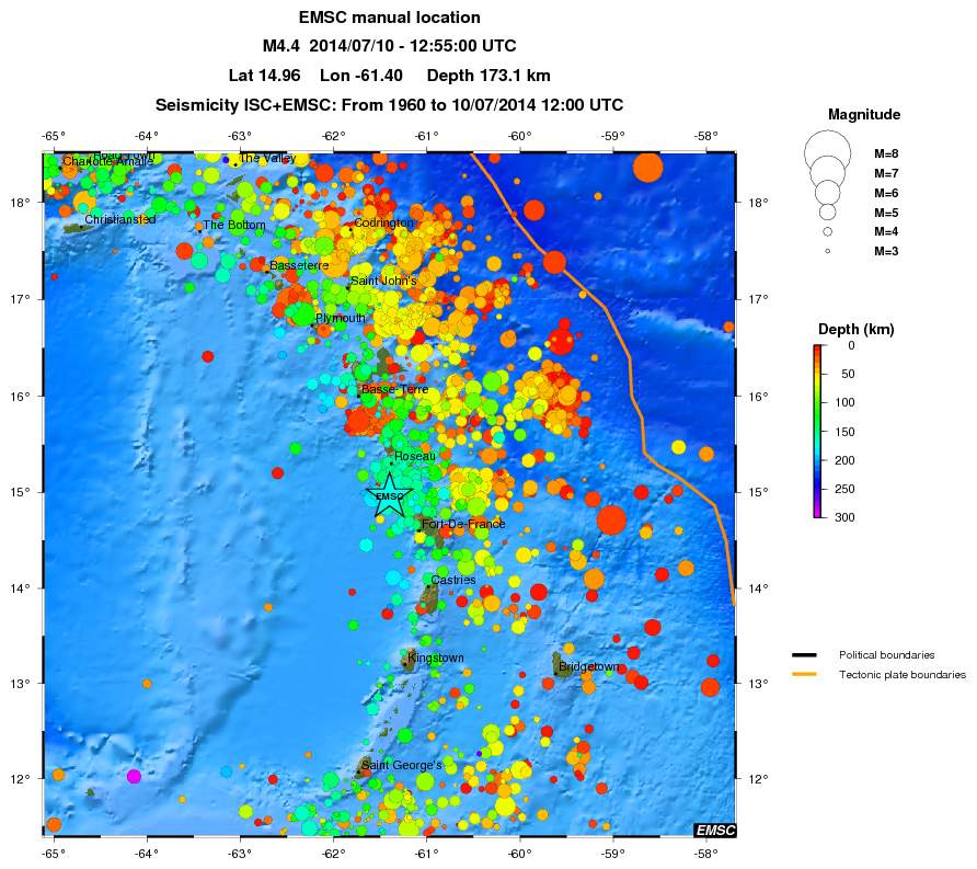 regional depth historical seismicity