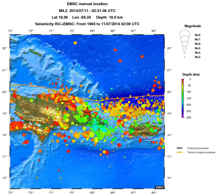 regional depth historical seismicity