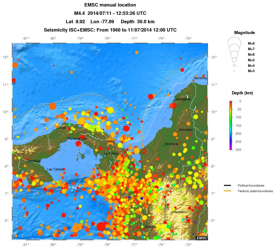regional depth historical seismicity
