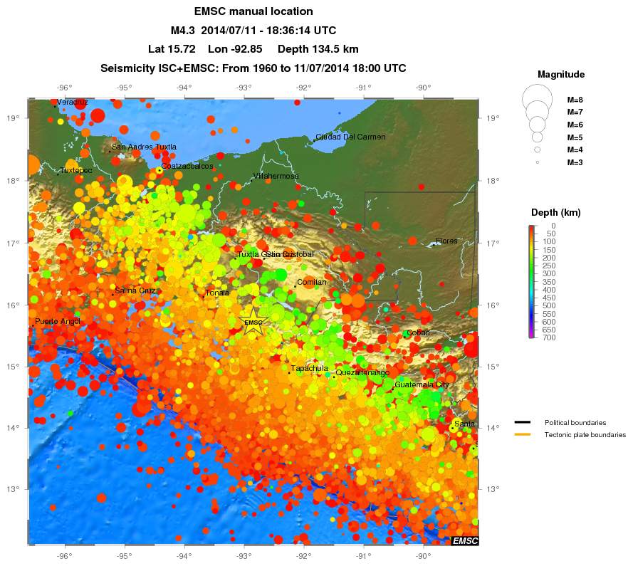 regional depth historical seismicity