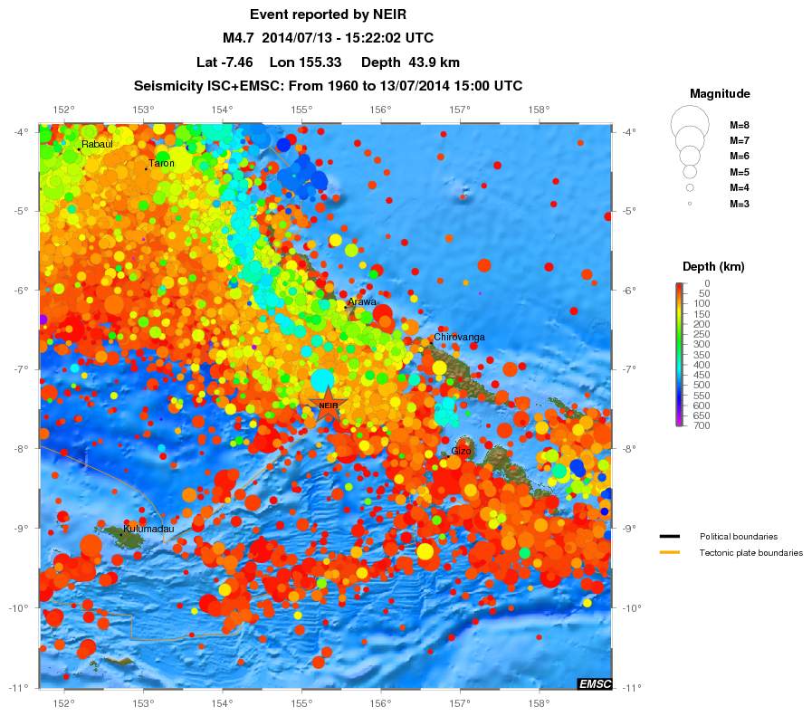 regional depth historical seismicity