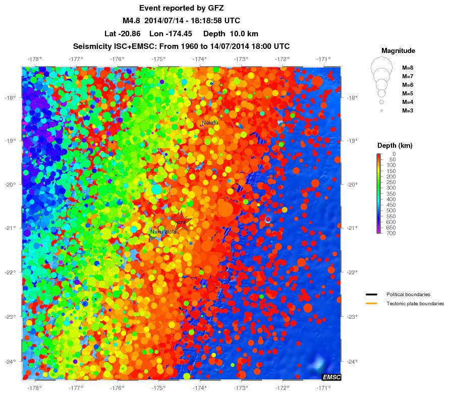 regional depth historical seismicity