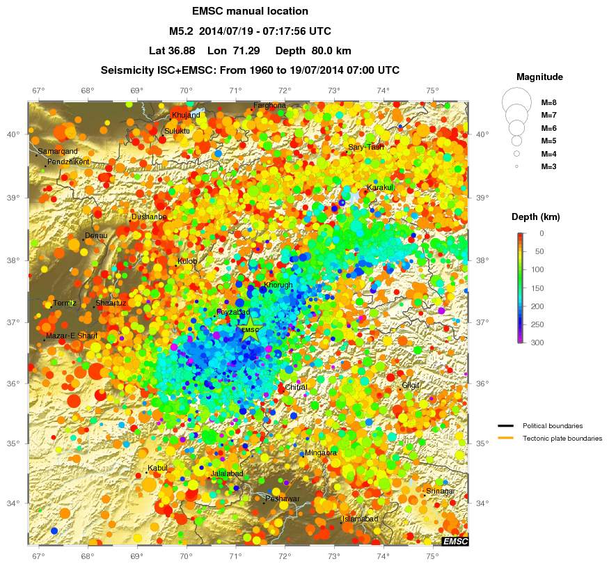 regional depth historical seismicity