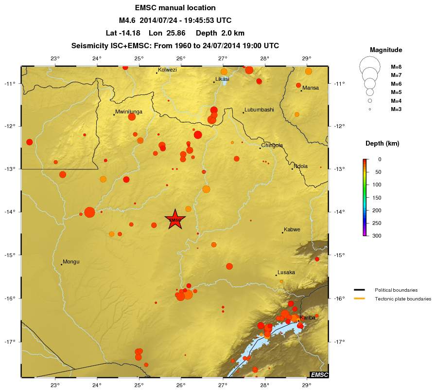 regional depth historical seismicity