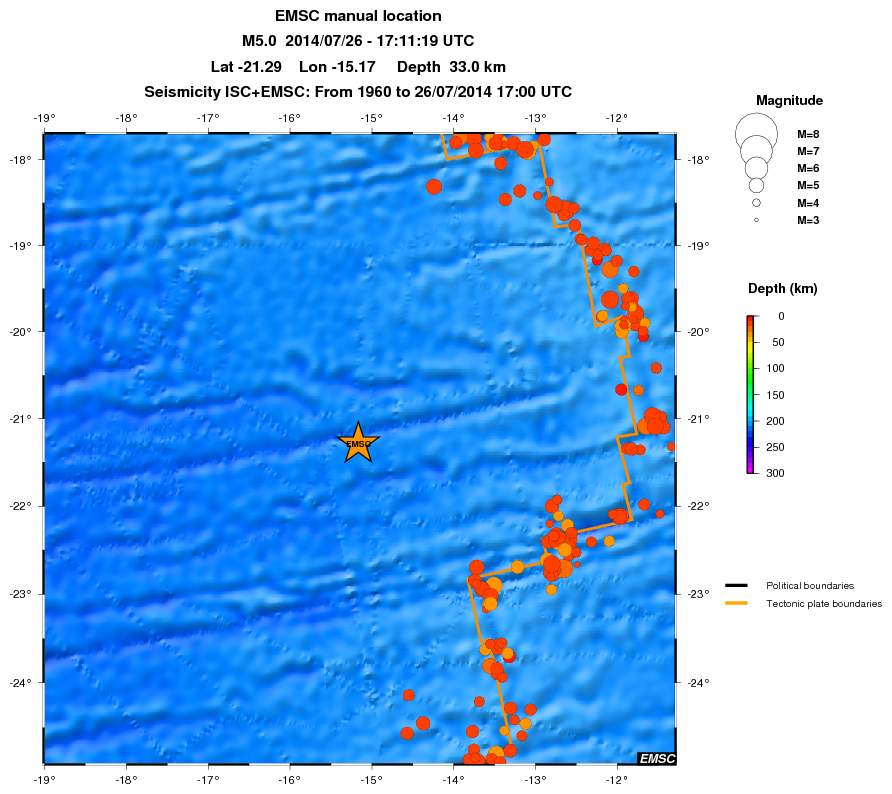 regional depth historical seismicity
