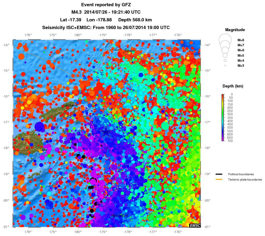 regional depth historical seismicity