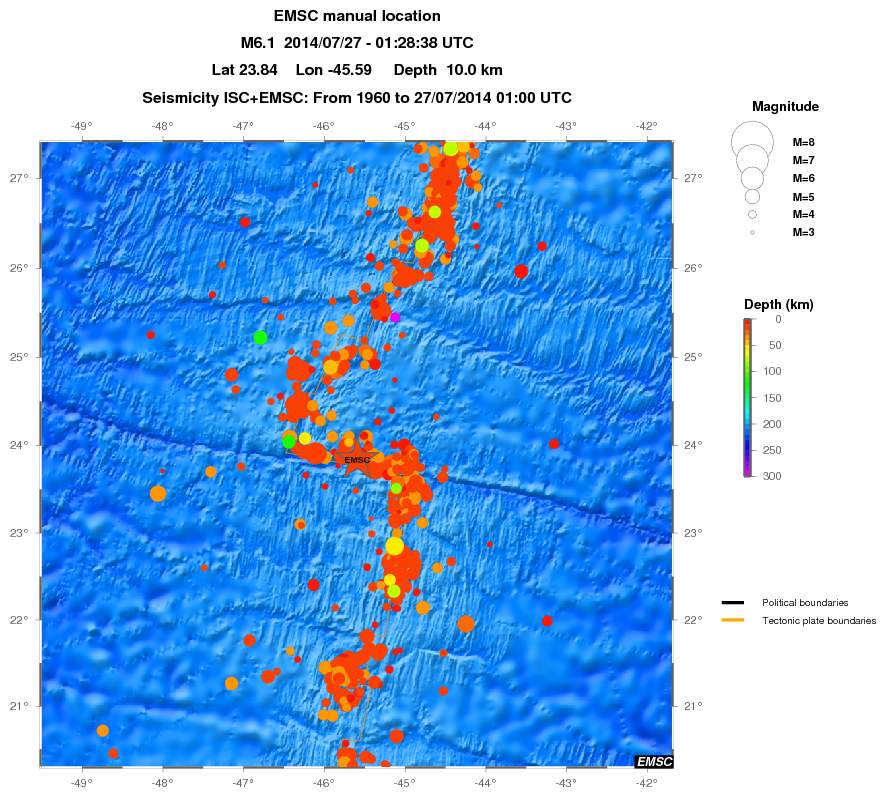 regional depth historical seismicity
