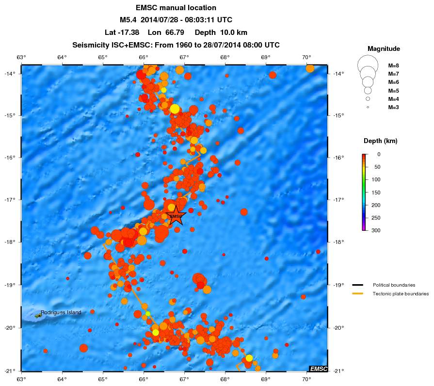 regional depth historical seismicity