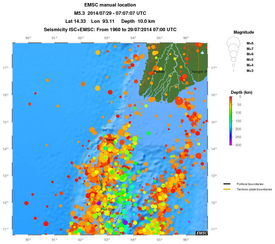 regional depth historical seismicity