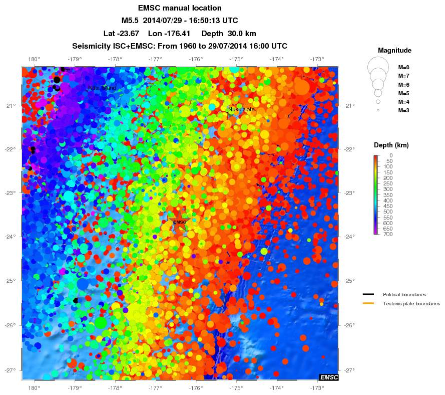 regional depth historical seismicity