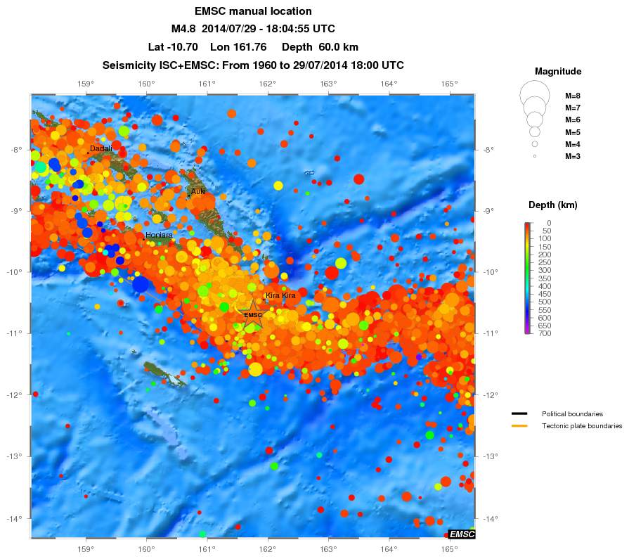 regional depth historical seismicity