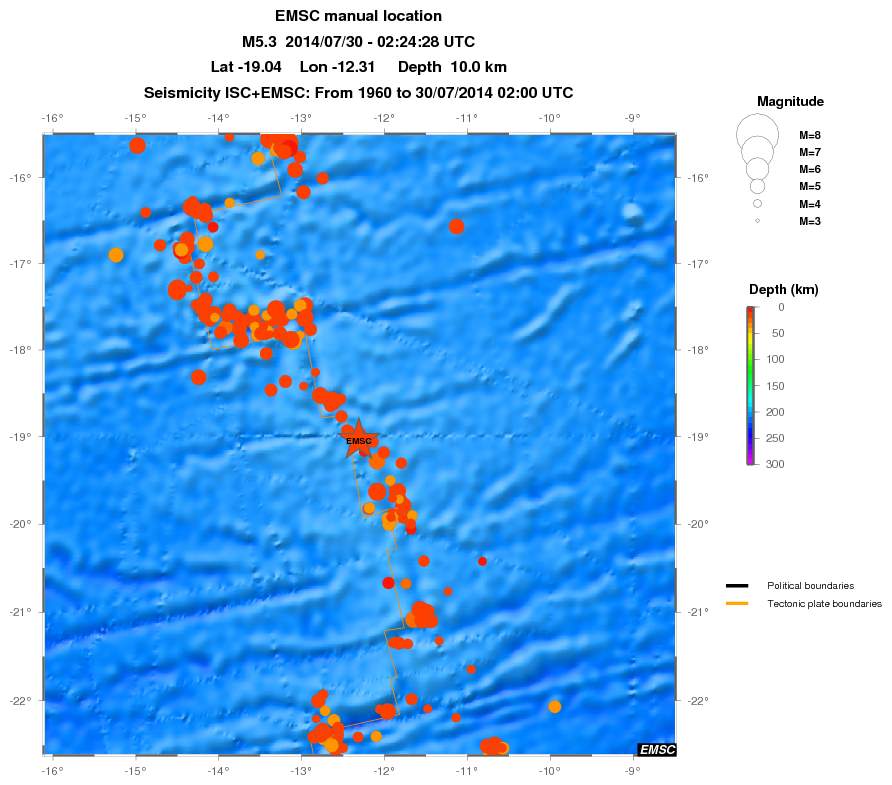 regional depth historical seismicity