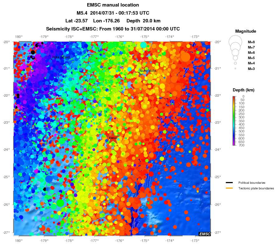 regional depth historical seismicity