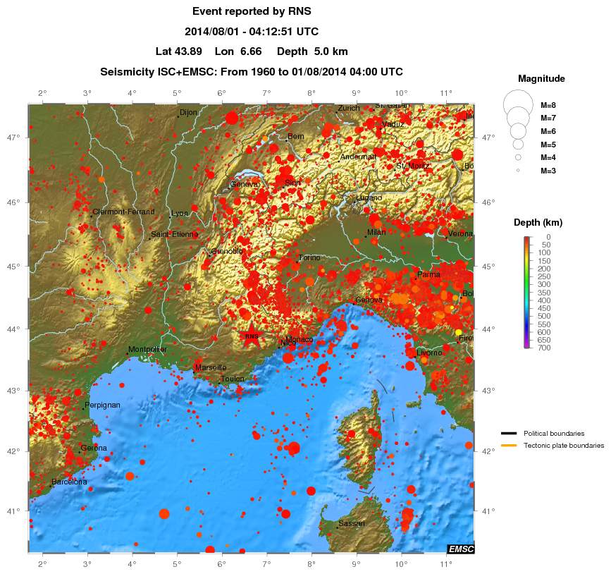 regional depth historical seismicity