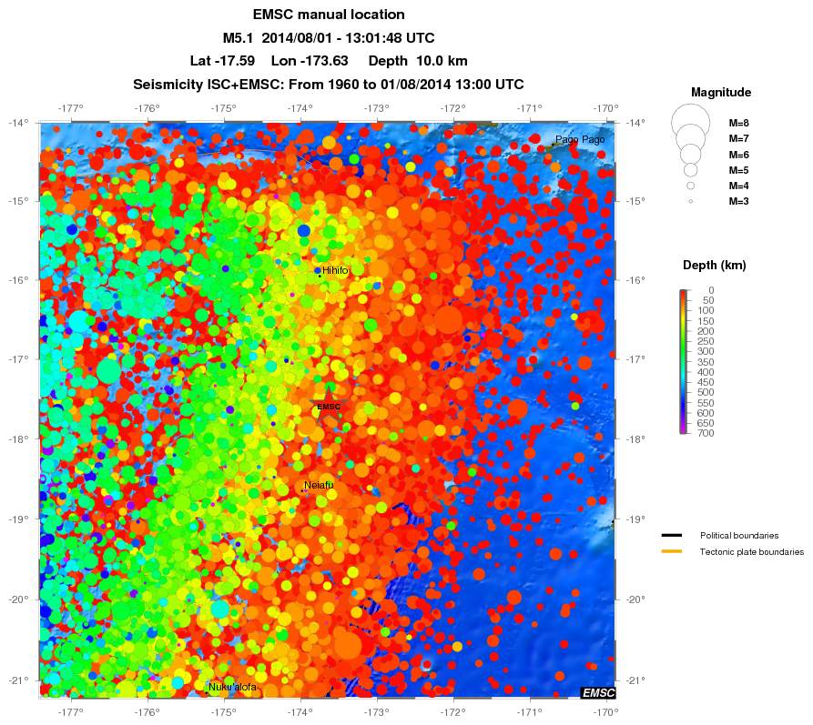 regional depth historical seismicity
