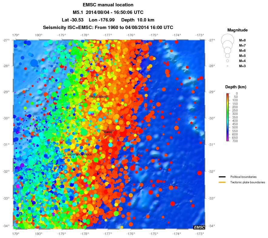 regional depth historical seismicity