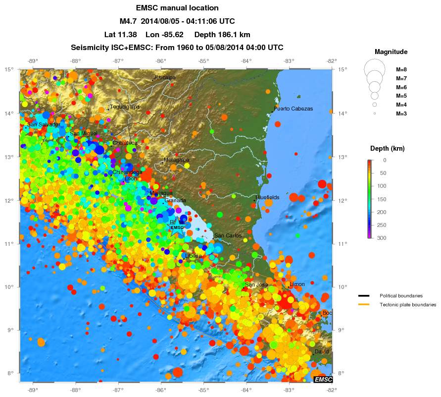 regional depth historical seismicity